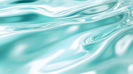 Wall Mural - a close-up abstract image of gently flowing turquoise water, showcasing its smooth and reflective su