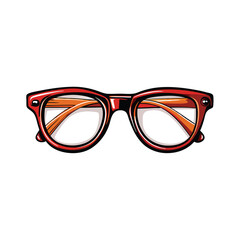 Wall Mural - A realistic illustration of a single pair of eyeglasses, red with orange lens.