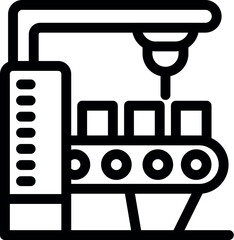 Poster - Icon of an industrial robot arm working on a conveyor belt in a factory