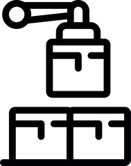 Poster - Robotic arm lifting box in warehouse storage logistics icon