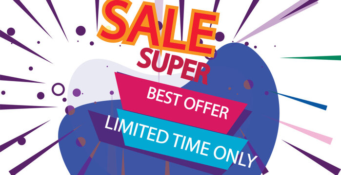 Summer sale offer banner decorative elements with its symbol, colorful modern and fashionable design,