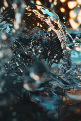 Poster - A close-up shot of water surface with visible bubbles, suitable for use in illustrations about liquids or calm environments