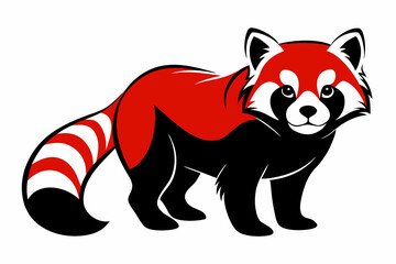 Cute red panda silhouette vector illustration on a white background.