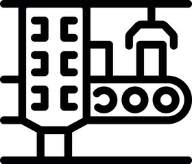 Poster - Simple icon representing a conveyor belt transporting boxes inside a storage warehouse