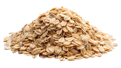 Close-up of rolled oats heap for nutritious meal isolated on transparent PNG file