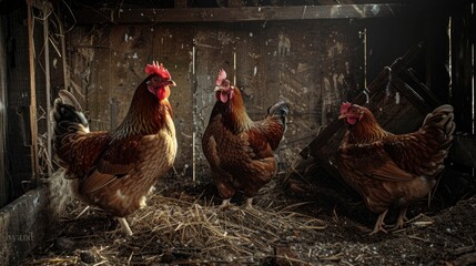 Aufkleber - Farm animals, poultry, farmyard scene, rustic architecture