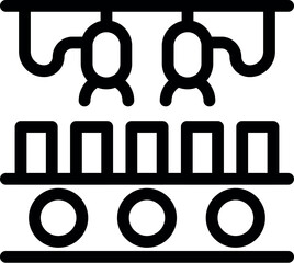 Poster - Factory workers manufacturing line production icon outline vector