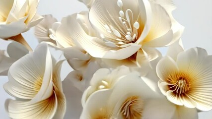 Wall Mural - white floral abstract background organic fractal structures flower macro geometry illustration, orna