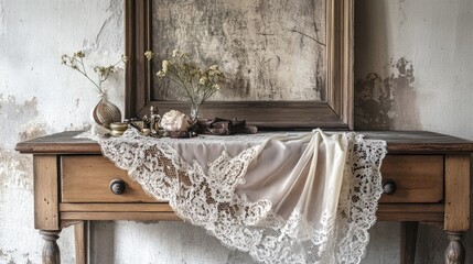 Rustic Table Setting with Lace and Antique Details