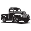 © Sadia - Classic Hauler Vintage Pickup Emblem Retro Rides Black Truck Icon, Vintage Pickup Truck Logo Monochrome Design Style