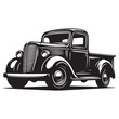 © Sadia - Classic Hauler Vintage Pickup Emblem Retro Rides Black Truck Icon, Vintage Pickup Truck Logo Monochrome Design Style