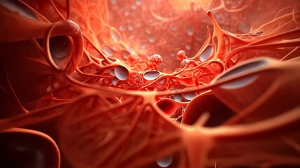 Wall Mural - red abstract background organic fractal structures hole round macro geometry illustration, ornament