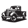 © Sadia - Classic Hauler Vintage Pickup Emblem Retro Rides Black Truck Icon, Vintage Pickup Truck Logo Monochrome Design Style