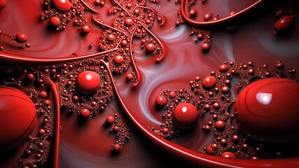 Wall Mural - red abstract background organic fractal structures hole round macro geometry illustration, ornament