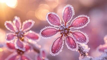 Wall Mural - winter background showcasing a frozen ice texture with intricate patterns. The image captures the cold essence of winter, highlighting the natural beauty of frost and ice formations