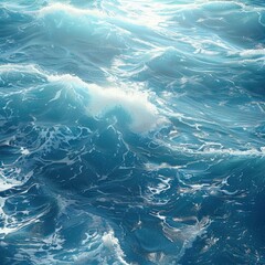 Poster - A large body of water with waves coming in and out of it