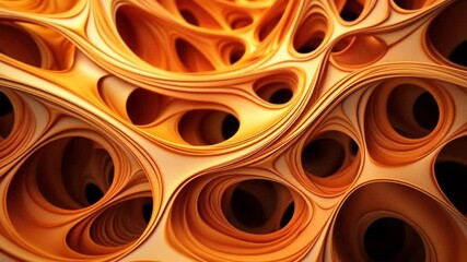 Wall Mural - orange abstract background organic fractal structures hole round macro geometry illustration, orname