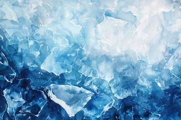Poster - Watercolor art piece featuring blue and white colors on a wall
