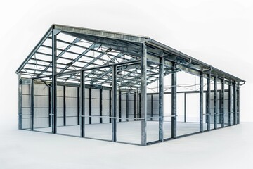 Aufkleber - A large metal structure with a transparent glass roof, ideal for use in architectural or industrial scenes