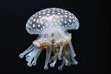 Canvas Print - A jellyfish with white dots floating in the water