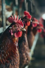Poster - A group of chickens standing next to each other, ready for some fun or exploration