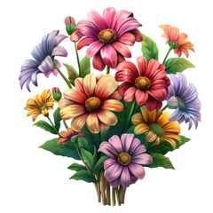 Sticker - A beautiful arrangement of vibrant flowers on a clean white surface