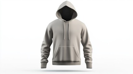 3D rendering and illustration of a blank hoodie jacket mockup isolated on a white background