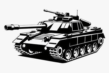 Military tank silhouette vector Illustration