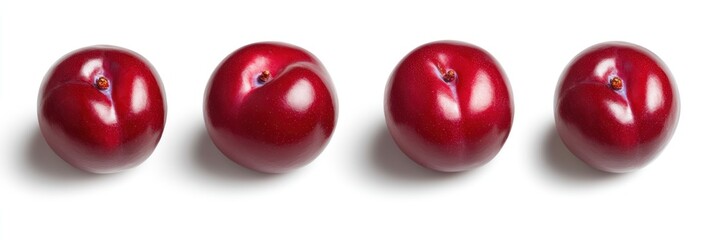 Sticker - Red Plums Isolated on White Background