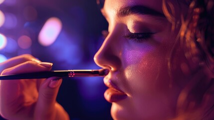 Poster - A close-up shot of someone holding a lit cigarette, possibly in a moment of contemplation or relaxation