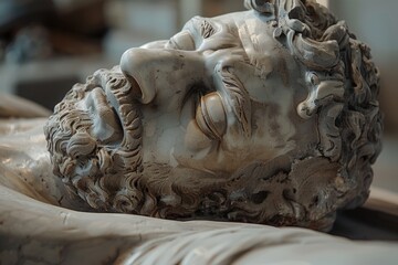 Aufkleber - A detailed shot of a statue featuring a bearded man, suitable for use in art historical or cultural context