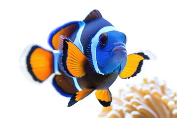 Poster - A close-up view of a fish on a white background, suitable for use in science or educational materials