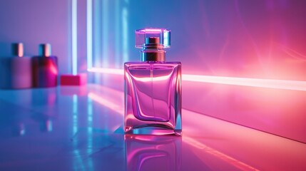 Poster - A bottle of perfume sits on a counter