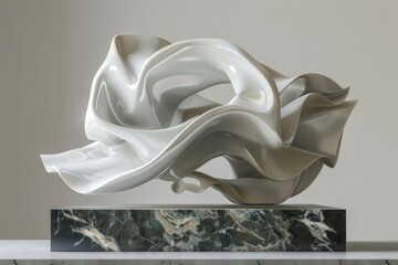 Sticker - A white sculpture sits atop a marble base, perfect for decorative purposes or artistic inspiration