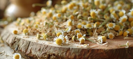 Sticker - A wooden table covered in a pile of yellow flowers