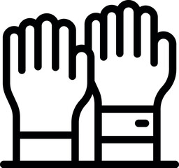 Poster - Line drawing icon of two hands wearing protective gloves to avoid injury while working