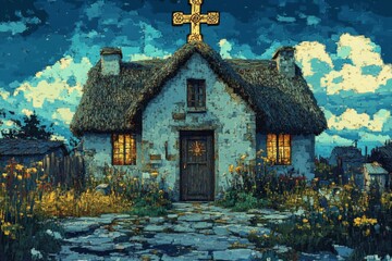 Saint Brigid's Cross Cottage Doorway Christianity, Celtic Paganism Religion Spiritual Symbol