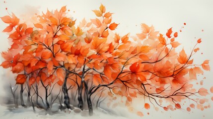 Wall Mural - Vibrant Watercolor Ink Art with September Month Orange-Red Lettering