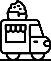 Poster - Food truck selling ice cream or frozen yogurt on street market offering take away food