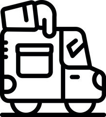 Wall Mural - Line art icon of a delivery truck with its door open, delivering a package