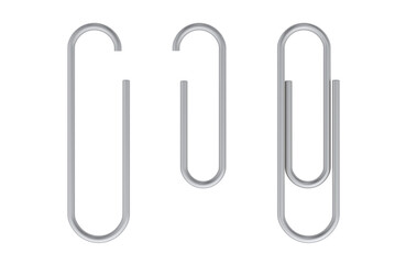 Fototapete - Paper Clips metallic on the sheet, 3D rendering isolated on transparent background