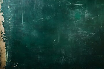 Empty green chalkboard background, back to school concept, empty dark space for text, texture. Generative AI.