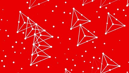 Poster - Short animation featuring white geometric structures made of dots and lines appearing and disappearing against a red background.