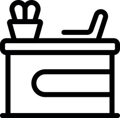 Poster - Line icon of a modern office desk symbolizing work, office life and productivity