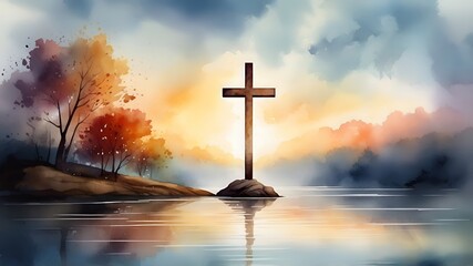 cross watercolor art