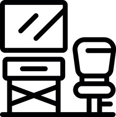 Poster - Line art style icon of a workplace, representing office work, business and productivity