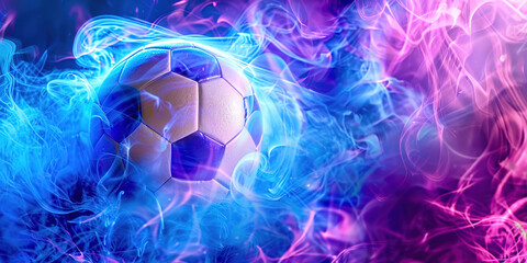 Football ball flying in fire