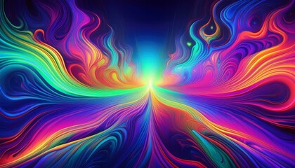 Psychedelic abstract pattern fused with colorful neon light, fantastic background image.