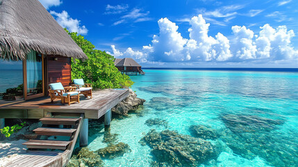 Wall Mural - Beautiful Maldives Beach with its stunning natural backdrop.