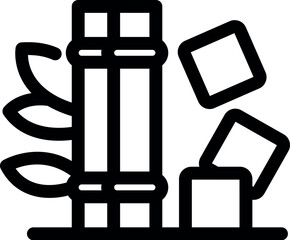 Sticker - Simple icon of sugar cane being transformed into sugar cubes, representing sugar production process